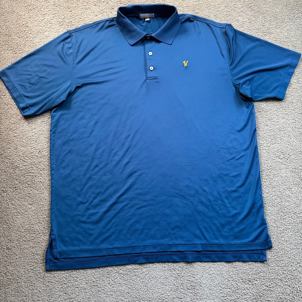 Peter Millar Summer Comfort Polo Shirt Men's Extra Large Blue Golf Preformance
